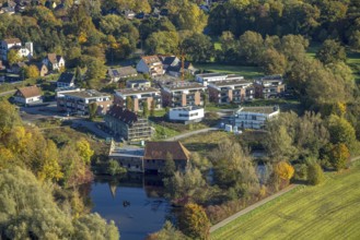 Aerial view, Schlossmühle building area, residential buildings new building on Schlossstraße,