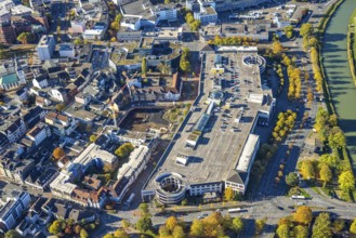 Aerial view, construction site with demolition and new construction of the western half of the
