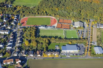 Aerial view, general view of the Hammer SC HSC sports complex in Westtünnen, tennis courts, soccer