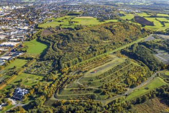 Aerial photo, Bergehalde Halde Humbert with heap sign and Kissinger Höhe with dump sign, in front