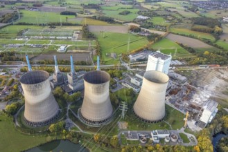 Aerial view, RWE Generation SE Gersteinwerk power plant, after blowing up the chimney, Stockum,
