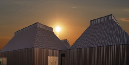 Modern building of the art museum in the evening sun, Ahrenshoop, Darß, Mecklenburg-Western