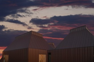 Modern building of the art museum in the evening, Ahrenshoop, Darß, Mecklenburg-Western Pomerania,