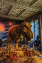 London, United Kingdom - 15 May 2025: Realistic dinosaur model in the Natural History Museum