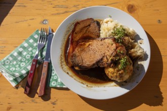 Roast pork with bread dumplings and sauerkraut, Styria, Austria