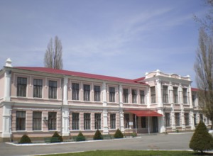 The facade of the building housing the third Taurian State Agrotechnological University. Melitopol,
