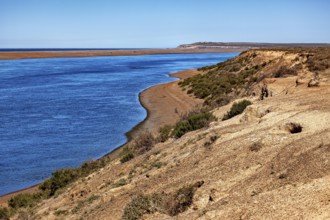 Estuary into the sea with rocky coast and extensive landscape, The landscape of Peninsula Valdes in