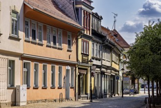 Street view with historic buildings and colorful facades, The old town of Arnstadt in Thuringia
