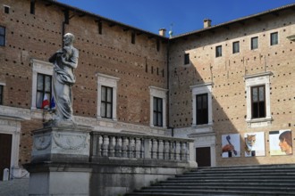Statue of Saint Crescentino in front of the Cathedral and Galleria Nazionale delle Marche, National