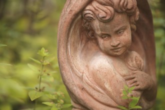 Terracotta statue, girl, garden, Stuttgart, Baden-Württemberg, Germany