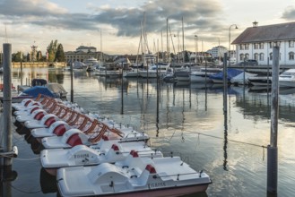 Harbour with paddleboats, Romanshorn, Lake Constance, Canton of Thurgau, Switzerland