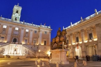 Photo of the Blue Hour night view of Campidoglio on Capitoline Hill Capitol with equestrian statue