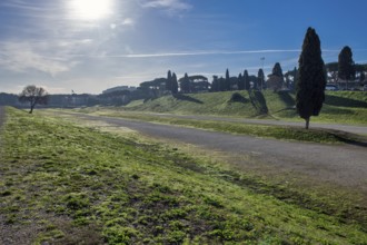 View along today green embankment former spina central element of in Circus Maximus venue of