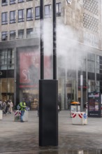 Digital water feature, Blue Cloud water installation on Husemanplatz in downtown Bochum, water mist