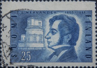 Johan Jakob Nervander (1805-1848) was a Finnish physicist and poet. Portrait on Finnish postage