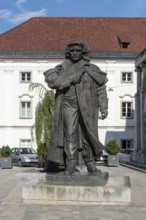 Close-up of France Prešeren monument, Slovenian national poet, Kranj, Upper Carniola, Slovenia