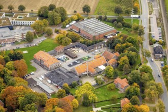 Aerial view, LVR-Klinik, power plant des Landschaftsverband Rheinland und Zentralwäscherei, Hau,