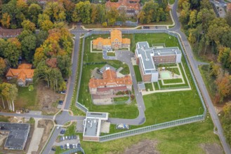 Aerial view, LVR-Klinik Bedburg-Hau, LVR-Klinik, new woman's forensics clinic building,