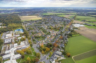 Aerial view, residential area view, Kleve vocational college and blue basketball court, Gocher