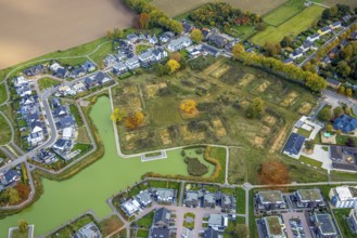Aerial view, New Zealand Goch, Neu-See-Land development area, single-family houses and townhouses,