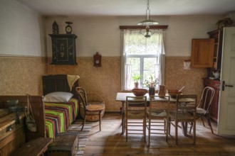 Living room, bed, Kazaki house, wooden house, Latvian Ethnographic Open-air Museum, Brivdabas iela,