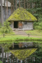 Pond near the village, sauna house, Latvian Ethnographic Open-air Museum, Brivdabas iela, Riga,