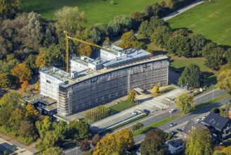 Aerial view, Westnetz GmbH Regionalzentrum Wesel (Niederrhein) building construction site, Wesel,