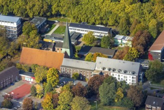 Aerial view, St. Martini church, Martinistift Wesel, Lower Rhine, North Rhine-Westphalia, Germany,