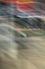 Abstract of a moving tram captured using ICM intentional camera movement technique, Helsinki,