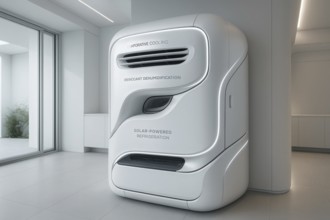 This futuristic appliance uses evaporative cooling and desiccant dehumidification to provide