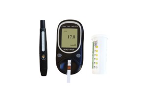 Medical glucose meter for measuring blood sugar levels in sick patients with problematic insulin