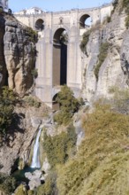Ronda, malaga, spain Puente nuevo bridge connecting the historic and modern parts of ronda.