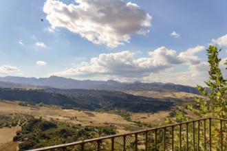 Ronda, malaga, spain Expansive valley landscape in ronda, andalusia, spain, showing hills,