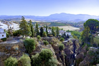 Ronda, malaga, spain, a beautiful white village, presenting its unique architecture on the edge of