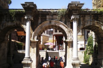 Hadrian's Gate is a triumphal arch located in the ancient Kaleiçi quarter of the resort city of