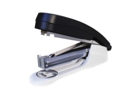 Black office stapler on a white background