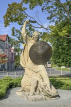 Saint George dragon slayer sculpture, national hero Lacplesis, Jurmala, Latvia