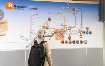 Rodalies de Catalunya rail network map services operated by RENFE, Barcelona, Catalonia, Spain