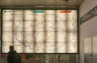 Integrated railway network system map operated by ADIF, Barcelona, Catalonia, Spain