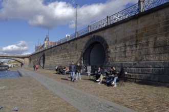 Kobky former storage Cells in embankment walls on the Rasinovo nabrezi by Vltava river on October