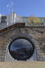 Kobky former storage Cells in embankment walls on the Rasinovo nabrezi by Vltava river on October