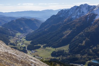 View from Polster of the Vordernberg Valley, Vordernberg and Eisenerzer Alps, Styria, Austria