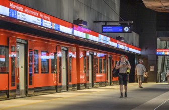Metro, train at Aalto University Station, Helsinki, Finland