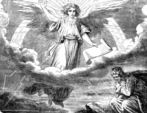 The angel with the booklet disguised in a cloud, his feet as pillars of fire, The Revelation of the