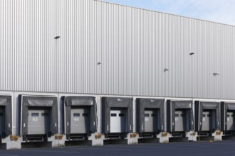 Truck portals at a logistics hall, loading areas, Logoport Duisburg-Rheinhausen, North