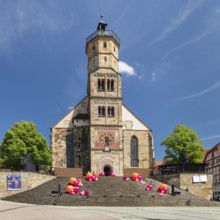 St. Michael church during the open-air games, Schwäbisch Hall, Hohenlohe, Baden-Württemberg,