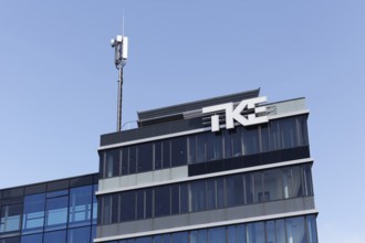 Thyssen Krupp Elevator, TKE, logo at company headquarters, elevator and escalator company,