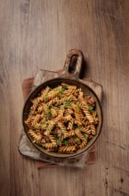 Navy pasta, pasta with minced meat, homemade, fusilli pasta, no people