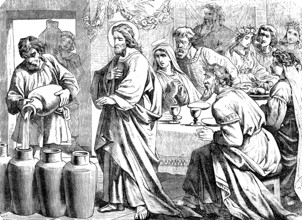 The wedding at Cana, Galilee, Saint John's Gospel, chapter 2, John the Baptist, third day, wine,