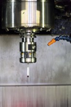 Automation and industry 4.0 concept with modern CNC milling machine cutters detail Prague Czech